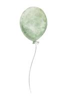 Pastel green air balloon. Isolated hand drawn Watercolor illustration. Birthday party concept. Element for design cards, invitations, backgrounds, packing, kids goods, kid's shop, baby shower vector