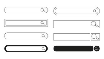 Search bar finder, modern frame text box, form with magnifier, interface Menu ui design element. Simple banner, site border. vector