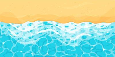 Beach with sand water ripple surface with sunlight reflections in cartoon style, game texture top view. Beach, ocean clean and deep water. vector