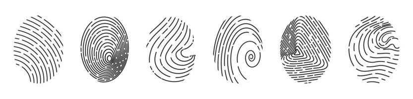 Finger print icon biometric id, unique scan, line signature on white background. Touch id identity, scanner. Fingerprints icon vector