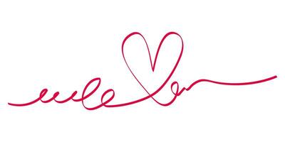 Hand drawn of doodle heart with thin line, divider shape. Isolated on white background vector