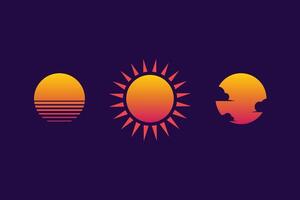 Set of neon gradient graphic for summer logo vector