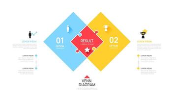 jigsaw triangle Venn diagram Infographic chart template for business start up presentation with venn diagram elements illustration. vector