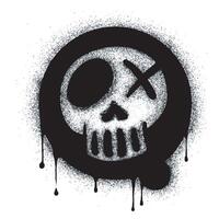 Spray Painted Graffiti skull icon Sprayed isolated with a white background. graffiti skull symbol with over spray in black over white. vector