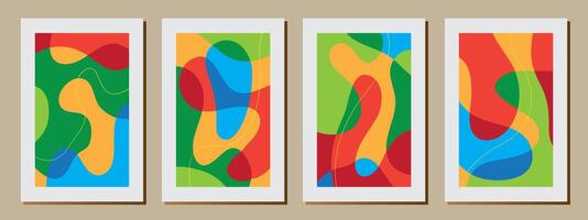 Collection of posters with wave line elements, abstract colorful liquid, modern graphic design. Liquid abstract shapes. Perfect for social media, posters, covers, invitations, brochures. Isolated vect vector