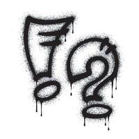 Spray Graffiti exclamation mark and question mark icon isolated on white background. graffiti Exclamation and question mark symbols spray painted in black on white. vector