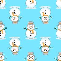 Seamless Christmas pattern with snowmen. Winter pattern for the new year on a blue background vector