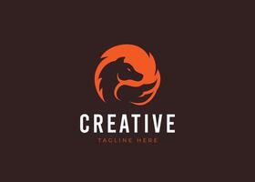Flat Pegasus Logo Design Template. Pegasus Silhouette Icon vector