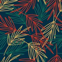 dark blue christmas pattern with colorful leaves vector