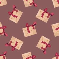 Seamless Pattern of Elegant Envelope with Red Bow for Invitation vector