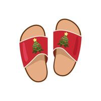 Christmas slippers with festive tree design and star topper illustration vector