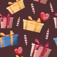 Seamless Pattern of Gift boxes and envelopes collection in flat style vector