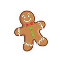 Gingerbread man with bow tie and icing decorations illustration vector