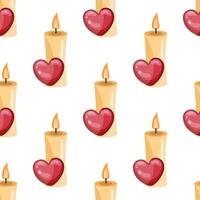 Seamless Pattern of Candle with Heart for Celebration in flat style vector