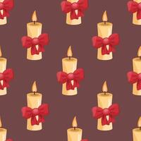 Seamless Pattern of Elegant Candle Design with Red Bow for Festive Celebrations vector