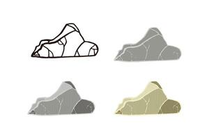 Stone set curved shape. Outline sketch, flat style and realistic. vector