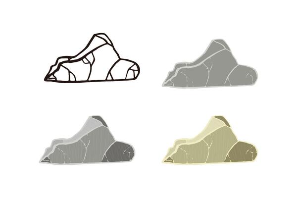 Stone set curved shape. Outline sketch, flat style and realistic.