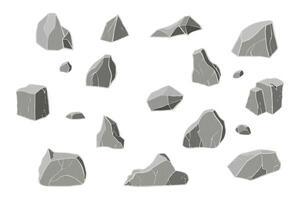 Gray stone set. Different rock blocks. vector