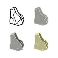 Stone set cube textures with cracks. Outline sketch, flat style and realistic. vector