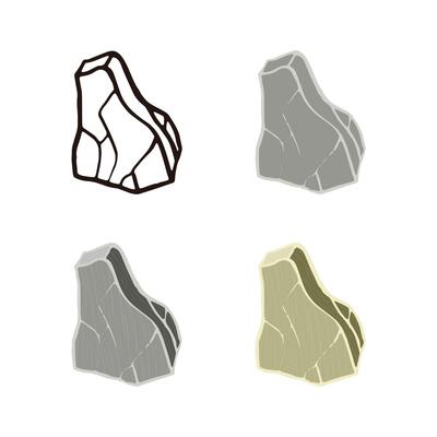 Stone set cube textures with cracks. Outline sketch, flat style and realistic.