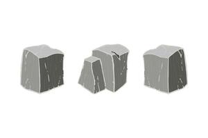 Cube shape stone set. Different rock blocks. vector