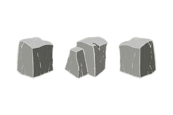 Cube shape stone set. Different rock blocks.
