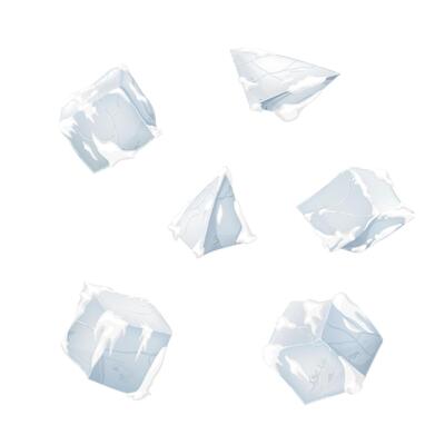 Ice and snow blocks. 3D design. White background.