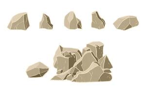 Stone collection and pile. 3D realistic rock. vector