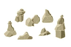 Grey pile of stone. 3D realistic rock. vector