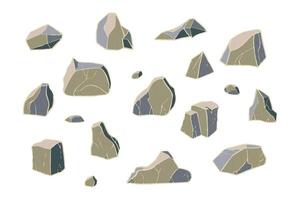 Realistic stone set. Different rock blocks. vector