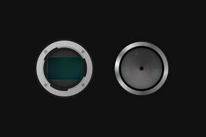 Image sensor and photo lens. Camera equipment. vector
