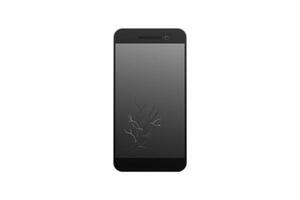 Mobile phone smashed. The touch screen is broken. vector