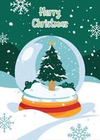 christmas card with trees and snow vector