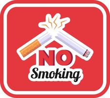 a red sign that says no smoking on it vector