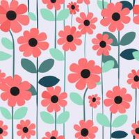 pink flowers on a white background seamless pattern vector