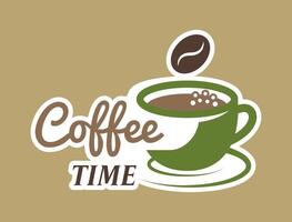 a green and brown logo with a coffee cup vector