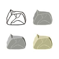 Stone set block. Outline sketch, flat style and realistic. vector