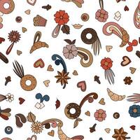 Coffee multicolor design. Seamless pattern background. Latte, cappuccino espresso mocha vector