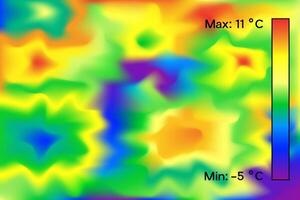 Thermal image research abstract background. Colored thermographic image of the scan camera. The temperature distribution in the building. vector