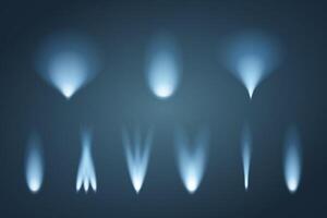 Set of light beams. Blue illumination. vector