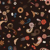Coffee doodle. Seamless pattern. Latte cappuccino espresso mocha vector
