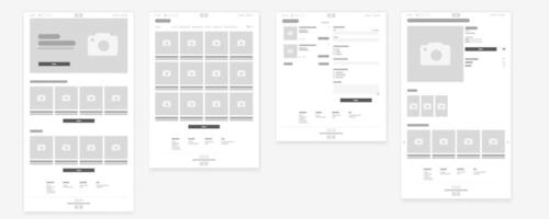 Online Shop Wireframe, Webpages prototype. Store Website Interface Web and UX UI Design. vector