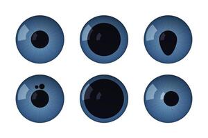 Eye pupils set with disease. Normal, anisocoria, colomba, polycoria, mydriasis corectopia vector