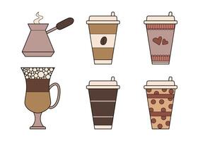 Coffee icons. Latte, cappuccino espresso mocha vector