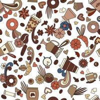 Doodle coffee. Takeout beverage. Seamless pattern background vector
