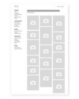 Portfolio gallery Wireframe, Webpage prototype. Website Interface Web and UX UI Design. vector
