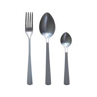 Spoon and fork set. Metallic flatware. vector