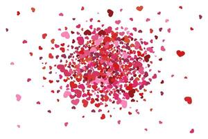 Explosion of the shapes of hearts. Pink confetti. Valentines Day. vector