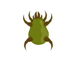 Green dust mite. Microscopic dangerous insect causes asthma, allergy, infection and dermatitis. vector