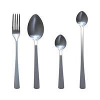 Spoon and fork set. Metallic cutlery. vector